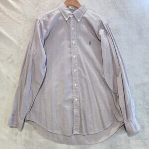 Ralph Lauren Mens Purple White Classic Fit Button Up Shirt Size Large Old Money